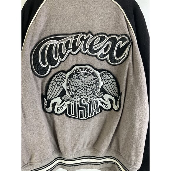 Vintage Avirex Wool Chain Stitched Spell Out Varsity Bomber Coat Mens XL - Picture 8 of 12
